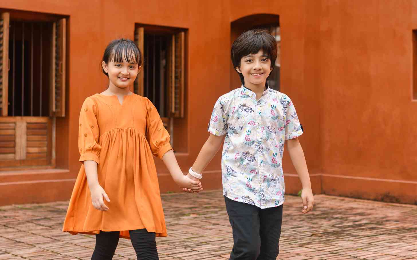 Two children walking